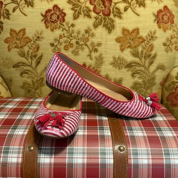 Sperry Top-Sider Bliss Berry & White Striped Sequin Flats Shoes Women SIZE 6.5 - Picture 5 of 14